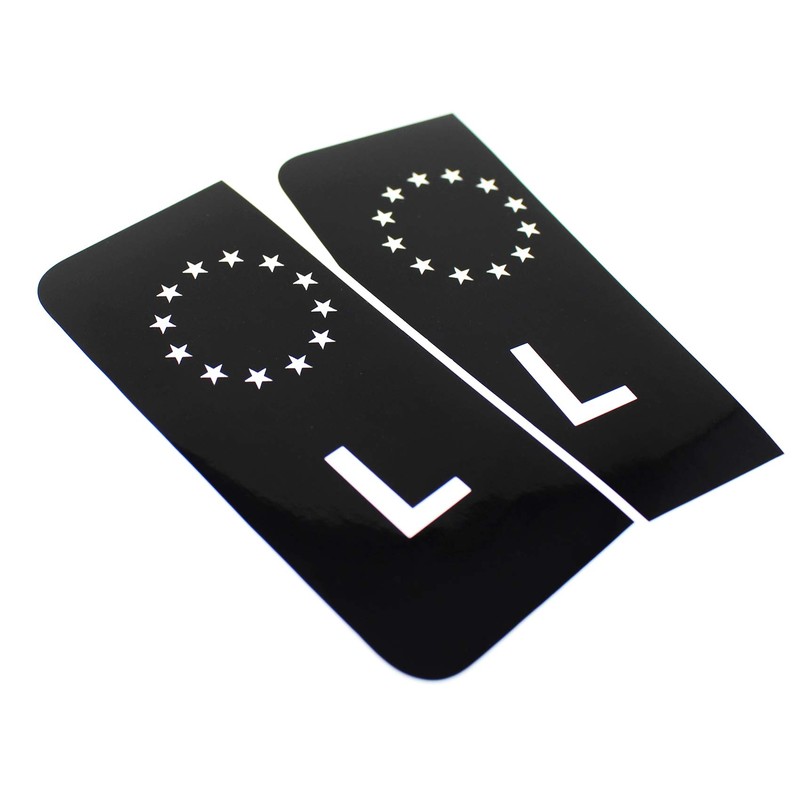 2 x Number Plate EU Field Sticker Film, Black, Car,