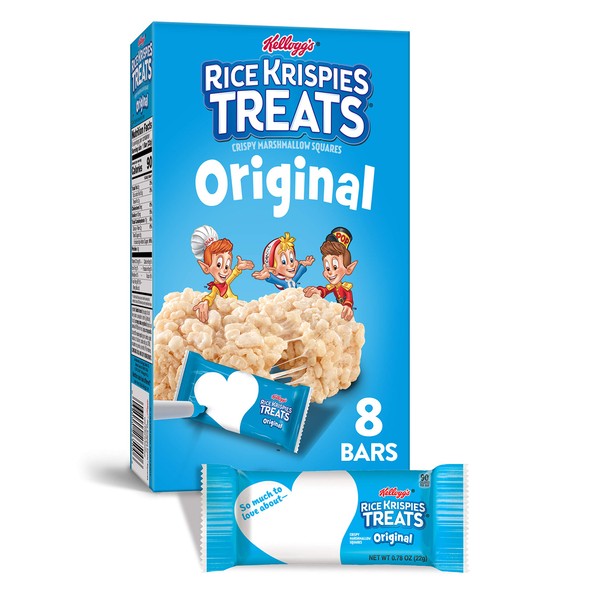 Kellogg’s Rice Krispies Treats Original Marshmallow Bars - Classic Kid School Snack, Single Serve Bars (8 Count)