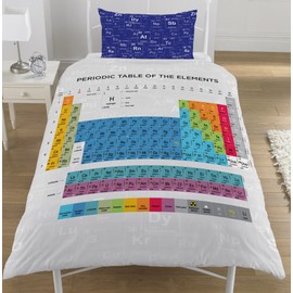 KidCollection Periodic Table Element Single/Double Reversible Duvet Cover Bed Set (Single Duvet Cover)