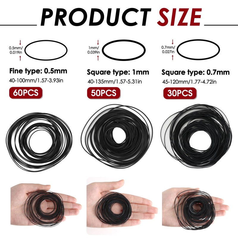 TNJPSEK Cassette Player Belts Replacement Kit, Mixed Flat Rubber Belts