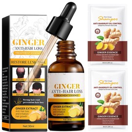 Ginger Anti-Hair Loss Oil and Shampoo, Hair Growth Serum Set, Ginger Extract Anti-Hair Loss Treatment Essence Set for Thicker, Stronger, Longer for Men and Women (1)