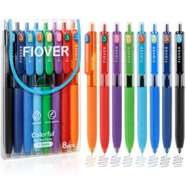FIOVER Colored Gel Pens, 0.5mm Quick Dry Ink Fine Point Smooth Writing Colorful Pens for Journaling, School Supplies, Gifts for Nurses and Teens, Stocking Stuffers for Women (8PCS)
