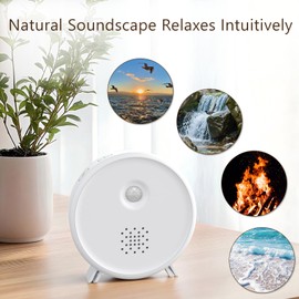 Satisure White Natural Sounds Box, Modern Bird Chirping Box with Toilet Motion Sensor, 9 Bird Songs, Stream Whispers, Sea Noise for Toilet