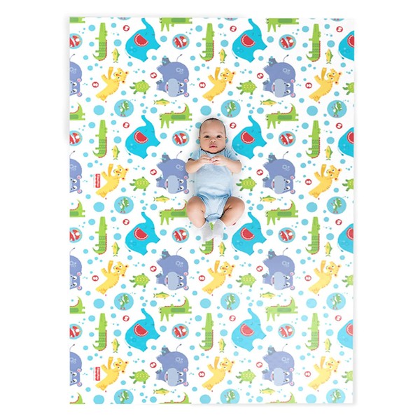 Fisher Price - Gelli Mat - Luxury Foam Baby Play Mat - Extra Large - Double Sided Print - Water-Resistant, Non-Toxic, Hypoallergenic - Use as Playmat, Excercise Mat, Yoga Mat, Tummy Time - 85” x 51”