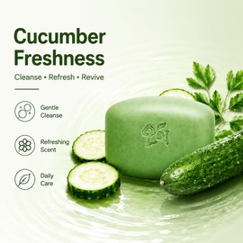 DR.EMMET Cucumber Soap for Face & Body, Gentle Exfoliation with Aloe Vera for Hydrating Cleanse - Oil-Control, Soothing, for Oily & Sensitive Skin, Pack of 3