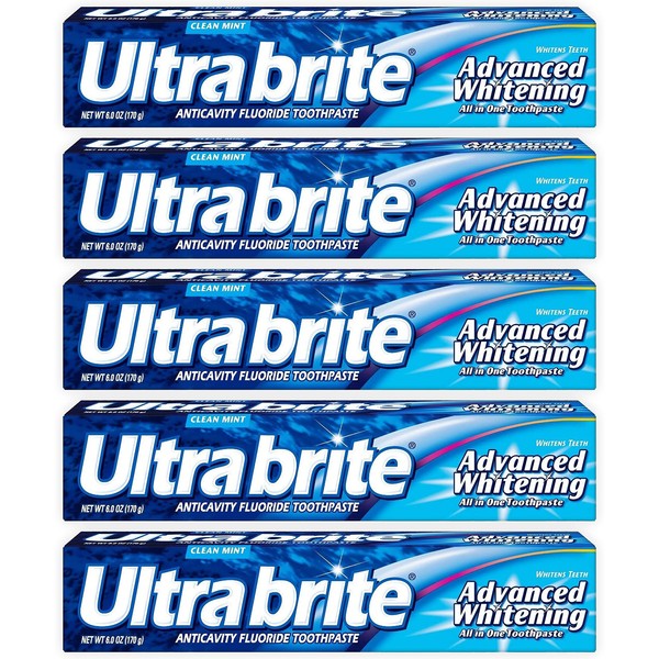 Ultra Brite Advanced Whitening Toothpaste Clean Mint 6 oz (Pack of 5)