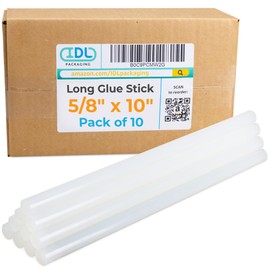 IDL Packaging 5/8" x 10" Variety-of-Surfaces Full-Size Hot Glue Sticks for Glue Guns, Clear (Pack of 10) - Superior Bonding Strength for Foam, Vinyl, Leather, Upholstery, Furniture