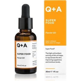 Q+A Aceite facial Super Food. Un aceite facial que mejora el aspecto de la piel gracias a sus ingredientes 100% naturales. 30 ml/1 fl.oz