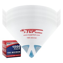TCP Global - 190 Micron Filter Tips Ultra-Fine Paint Strainer (Case of 1000) - Pure Blue Nylon Mesh Cone Strainer - Paint Filter Cones for Auto, House & Hobby