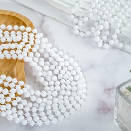 12 PCS White Bead Necklaces, 33" White Mardi Gras Beads, Christmas Beads Necklaces, 4th of July Beads Necklaces, Parade Throws Accessories for Christmas Independence Day New Year Party Favors