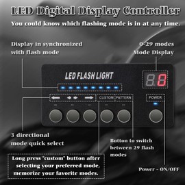 ROUTEKING 2PCS 17 inch LED Traffic Advisor Light Bar with Digital Display Controller, 29 Modes Emergency Strobe Light Bar, Front/Rear Windshield Visor Warning Lights for Vehicles, Trucks (Red/White)