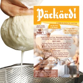 PACKARDI Cheesecloth 5 Meter / 55 Sq. Ft - Muslin Cloths for Cooking, Grade 90+ Reusable and Washable Cheese Cloths for Straining, 100% Unbleached Pure Cotton Lint Free Cheese Cloth