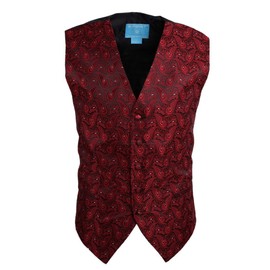 Epoint EGC1B08D-L Red Black Paisley Best For Birthday Waistcoat Woven Microfiber Online Shopping For Mens Large Vest