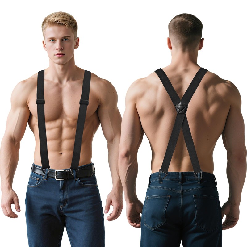 playneeu Work Suspender for Men Women, Adjustable Elastic Braces for