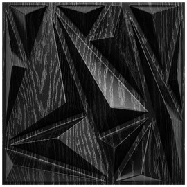 STICKGOO 33 Pack 3D Wall Panels for Interior Wall Decor, Modern Diamond Wall Panels, 12''x12'' Black Wood Grain Accent Wall Covering Panels for Gaming Room Bedroom TV Background