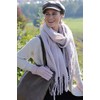 styleBREAKER Ladies Plain Web Scarf with Pearls and Long Thick