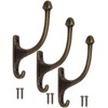 Fuxxer® 3 x Solid Coat Hooks Iron Hooks Antique Bronze