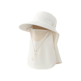 eaonitu UV Face Cover UPF 50+ Women Summer Face Covering Sun Hats for Women, Fishing Hat Breathable Wide Brim Summer Hat (Beige)