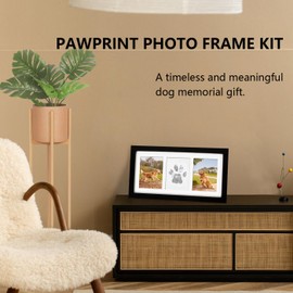 Xylitic Dog Paw Print Photo Frame Kit with No Toxic Clay & No Mess Ink Pad, Wooden Pet Memorial Picture Frames, Dog Paw Print Kit Keepsake, Cat Paw Print Impression Kit, Memorial Gifts for Pet Lovers