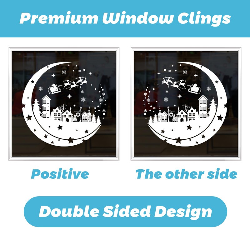 Fassory White Christmas Window Stickers 9 Sheets 260 Pcs, Reusable