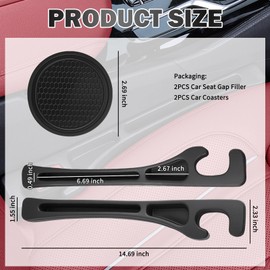 2026 New Car Seat Gap Filler Organizer & Non-Slip Car Coasters for Cup Holders Set,Multifunctional Cars Gap Filler with Phone Holder,Universal No Drop Seat Guard for Cars