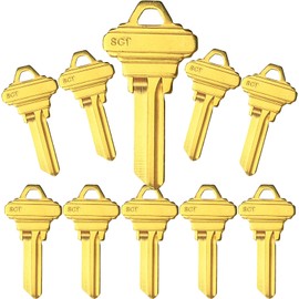 10pcs Brass Finish Key Blanks, SC1 Uncut Blank Keys