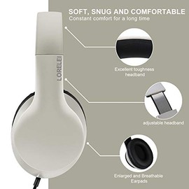 LORELEI X6 - Auriculares con micrófono, ligeros, plegables y portátiles, con graves estéreo de 1,45 m, sin enredos, auriculares con cable para smartphone, tablet, MP3/4