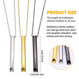 3PCS Whistle Chains for Men Women Anxiety Relief Whistle Neck Chains Mindful Anapana Breathing Necklace Stress Relief Neck Charm, Whistle Necklace Charm for Relief Breathing Exercises (3 Colors)