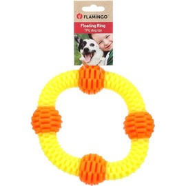 Flamingo Toy for Dogs Lipa Ring with Ball Yellow & Orange – 19 x 19 x 4.9 cm – Floating
