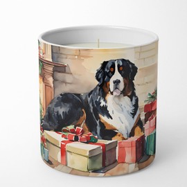 Caroline's Treasures Bernese Mountain Dog Cozy Christmas Decorative Soy Candle Nature Soy Wax Essential Oil Home Decor Ideal for Bedroom Kitchen Bath Office Gift, 10 oz