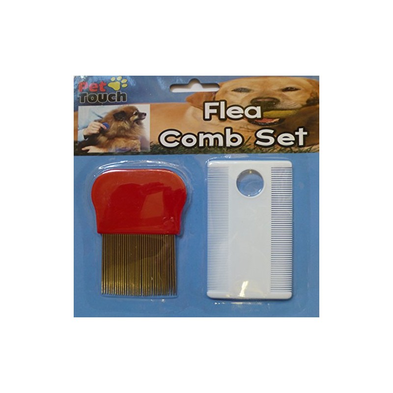 Dog Cat Pet Flea Metal & Plastic Comb Set with
