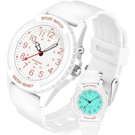 PROKING Waterproof Nurse Watch for Medical Professionals,Women Men, 24 Hour with Second Hand, Night Light, Military Time Easy to Read Dial, Soft and Breathable Silicone Band (White)