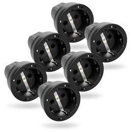 Greate 6x Schuko Coupling IP44 Outdoor with Kink Protection - Rubber Coupling 230 V with Strain Relief, 2-Pole, 16 A & 3.7 kW - Schuko Couplings Protective Contact Coupling Cable Coupling Rubber