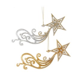 Gold and Silver Shooting Star Ornaments, 2 Assorted