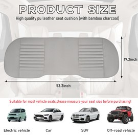 Sylvil Car Back Seat Cover, Breathable PU Leather Rear Seat Cushion Protector with Storage Bag, Rear Bench Cover Pad Fits for 95% Vehicle, Universal Interior Car Accessoriess (Gray, Rear)