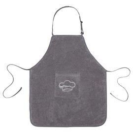 Abstract 100% Terry Cloth Cotton Aprons For Cooking - Chef Apron with Pocket Adjustable Neck Strap Waterproof - Durable Kitchen Apron for Men Women - Grey, 24" x 28"