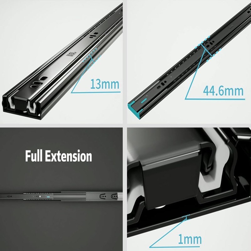 DSL Soft Close Drawer Runners, 1 Pair Full Extension Ball