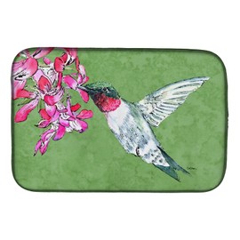 Caroline's Treasures 8886DDM Hummingbird Dish Drying Mat Absorbent Dish Drying Mat Pad for Kitchen Counter Dish Drainer Mat for Countertop, 14 x 21", Multicolor