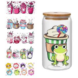 Scyagolila UV DTF Cup Wraps for 16oz Glass Cups, 5Pcs Transfer Stickers Rub on Decal for Glass Tumblers Furniture Craft DIY Crafts