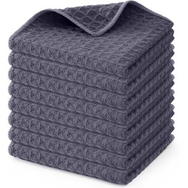 Moosfor Microfibre Cloths, Set of 8, Absorbent Lint-Free Kitchen Towels, Dish Cloths for Kitchen, Thick Tea Towels, Cleaning Cloths, 30 x 30 cm, Dark Grey