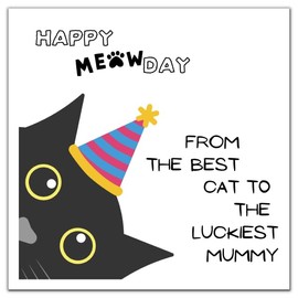 Happy Birthday Card Mum Mother in Law Mam from Daughter Son Step Cute Funny Sentimental Cat