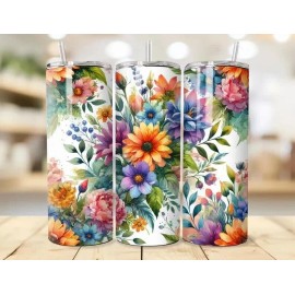 Handmade Rainbow Flowers Wild Flower Lover 20 oz Tumbler Insulated Travel Mug