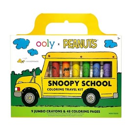 Ooly x Peanuts Travel Art Kit, Spring and Easter Activities for Kids with 9 Jumbo Crayons & 48 Themed Coloring Pages & Case for Easy Traveling Art Creation