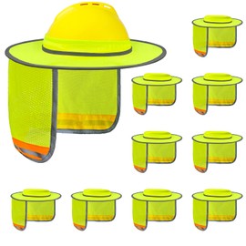 Evridwear Hard Hat Sun Shade Full Brim, Hard Hat Accessories with Reflective Stripe High Visibility Neck Protection (10 PCS)