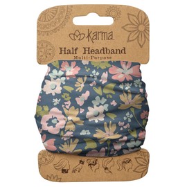 Karma Gifts Navy Floral Headband for Women - Medium - Fabric Headband and Stretchy Hair Scarf - Navy Blue