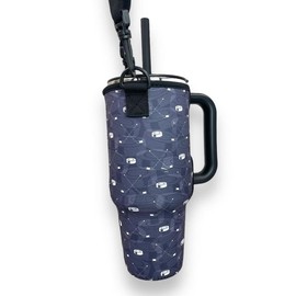 Lit Handlers 40oz Handled Tumbler Sleeve With Carrying Straps - Pattern: Hockey