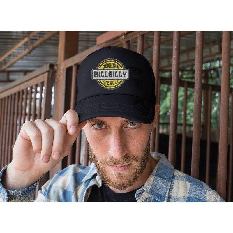 Genuine Hillbilly Trucker Hat Embroidered Adjustable Snapback (Neon Orange)