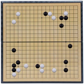 Juego de ajedrez magnético mediano de 19 x 19, portátil, 28 cm, con piedras de plástico convexas individuales y tablero Go Board clásico de estrategia china para niños y adultos