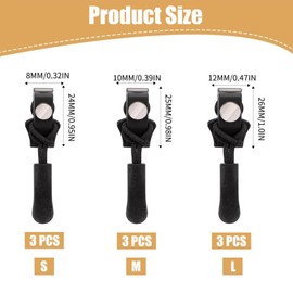 dinghaole 9 Pcs 3 Sizes Zipper Repair Kit, Zip Puller Replacement Set, Zipper Pull Replacement, Removable Zipper Puller, Zipper Slider Replacement for Coats Jacket Luggage Coats Luggage Backpacks