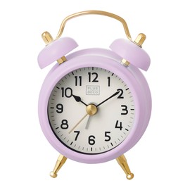 CREPHA IAC-5668-LPP Analog Table Clock, Small, Diameter 2.2 inches (5.5 cm), Electronic Sound, Alarm, Small, Cute, Tabletop, Interior, Antique Style, Classic Mini Twin Velcro Lock, Purple